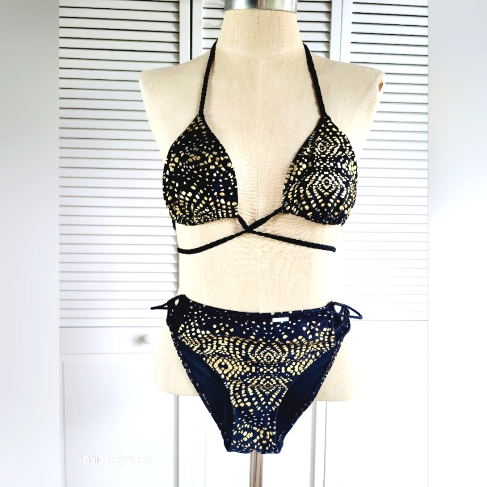Abercrombie bikini black gold rope bikini set S/M